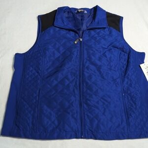 Allison Daley NWT Women's 16 Petite Cobalt‎ Blue Quilted Full Zip Vest 347